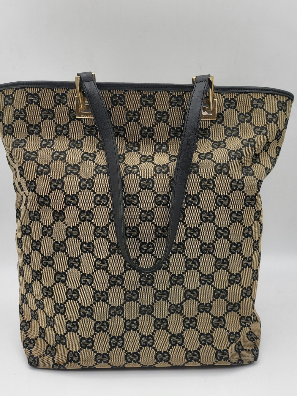Gucci Tote Medium Bag GG Canvas & Black Leather...Authentic.... - Picture 3 of 16